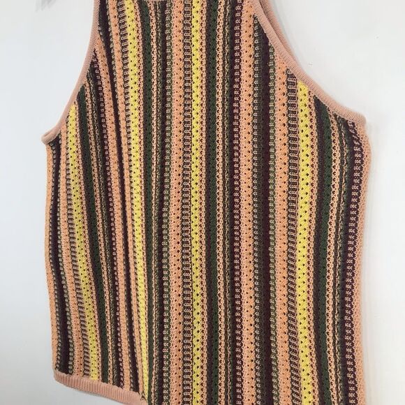 Madewell Janson Crochet Earth Tone Rainbow Stripe Tank Sweater Top - Picture 7 of 13